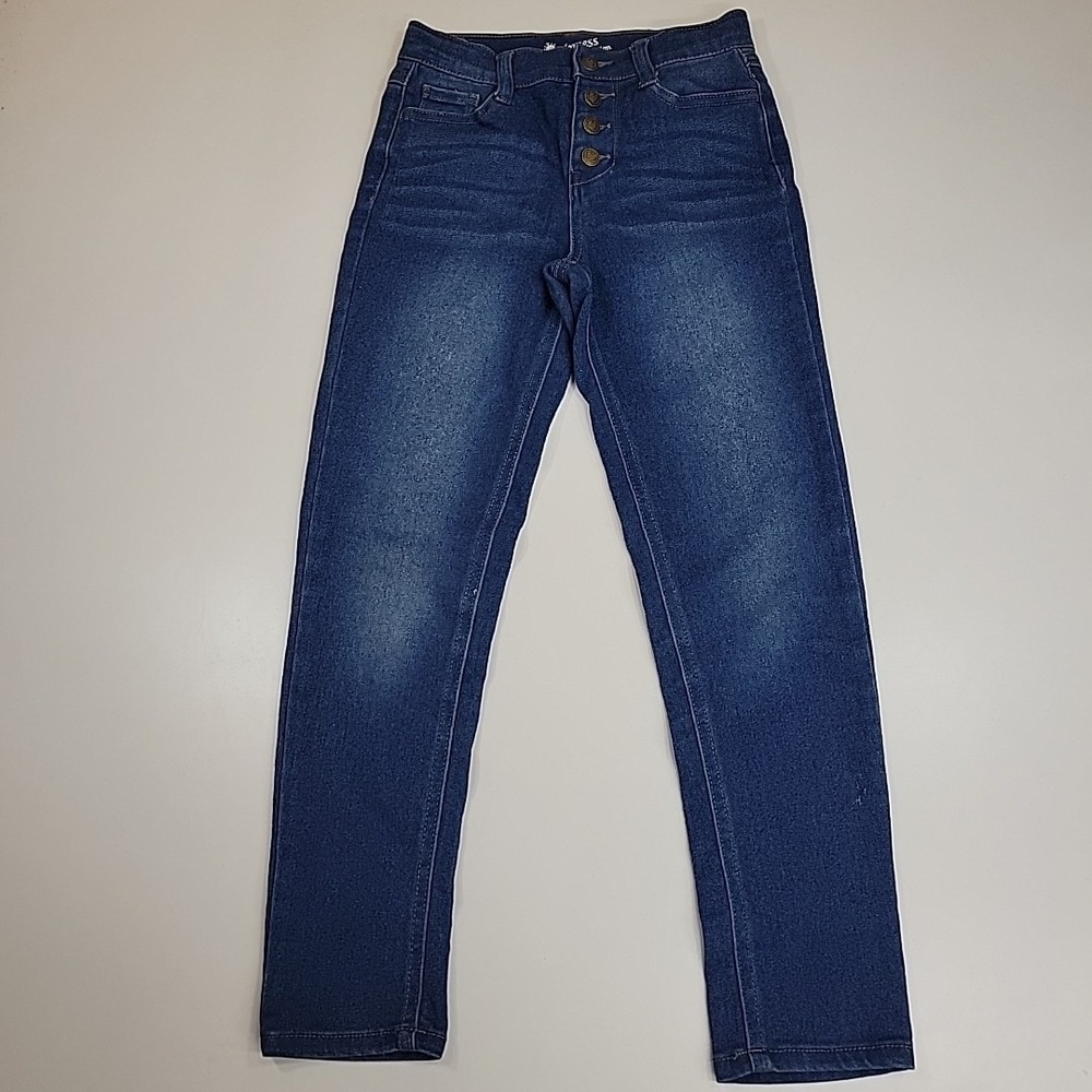Princess Collection Button-Fly Jeans Child Size 8 Stretch‎ Straight Leg Tappered